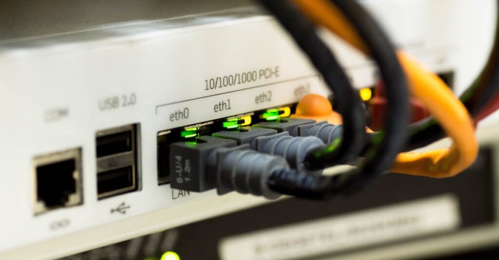 network-cable-ethernet-computer-159304-159304 White Switch Hub Turned on